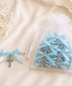 Cruciulite botez cu funda blue, set 20 BUC si bolduri