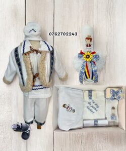 Set complet botez cu hainuta- tematica nationala- albastru electric