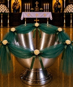 Decor cristelnita din tulle - verde