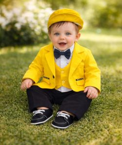 Costum botez David - galben