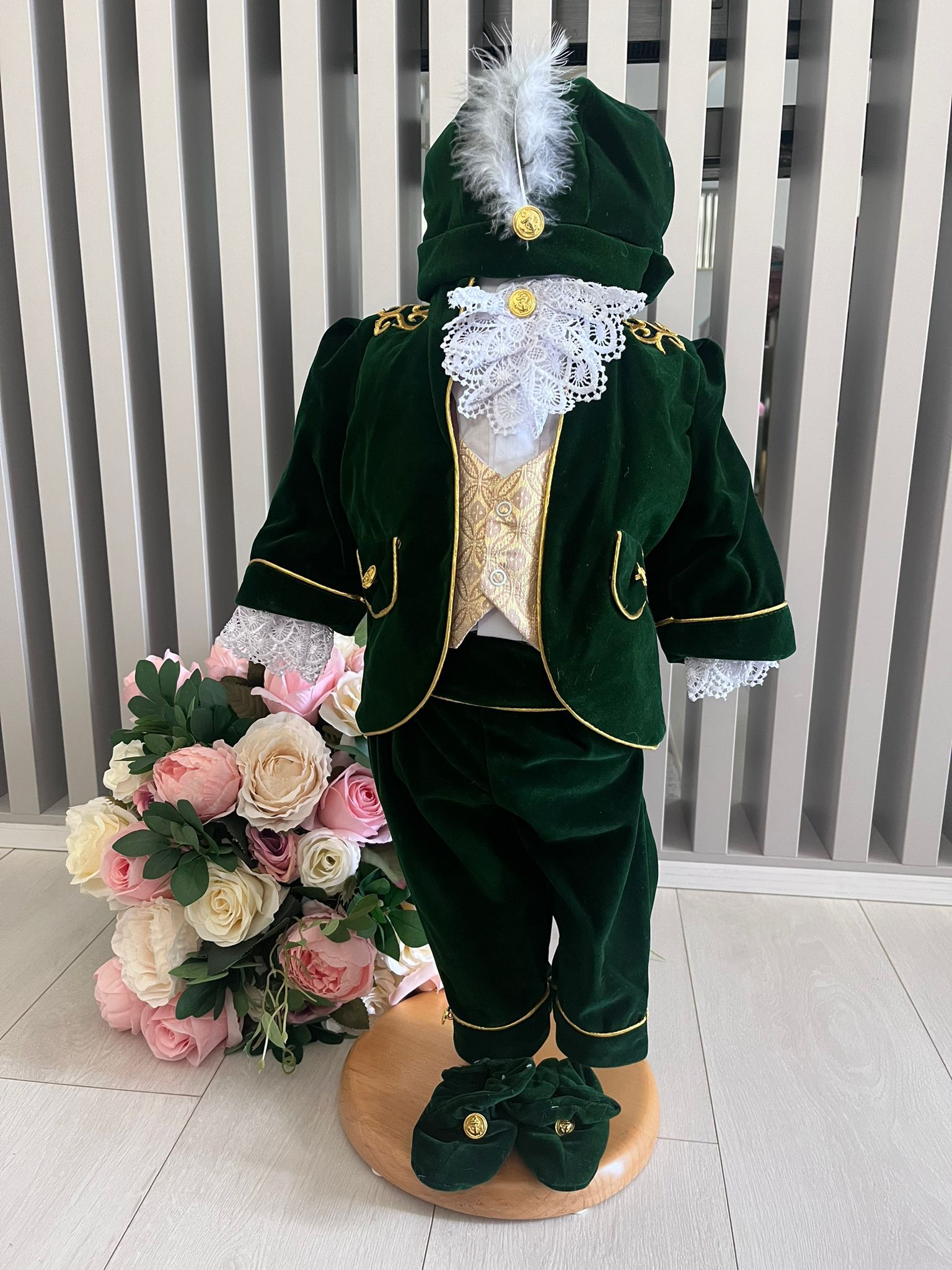 Set botez Royal - verde (catifea) Set botez Royal - verde (catifea)