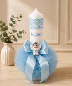 Lumanare botez ingeras - blue