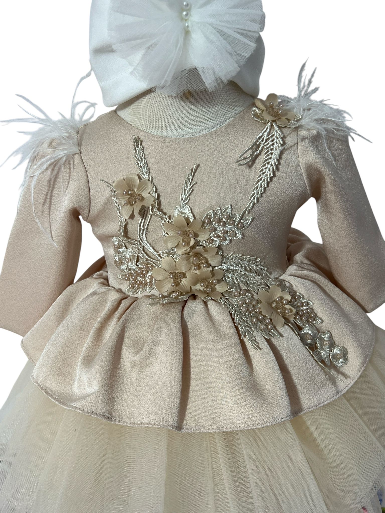 Set complet botez fetita Maia- ivory cu palton Set complet botez fetita Maia- ivory cu palton