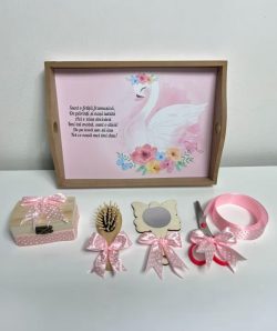 Set tavita pentru taiere mot/turta - lebada -roz