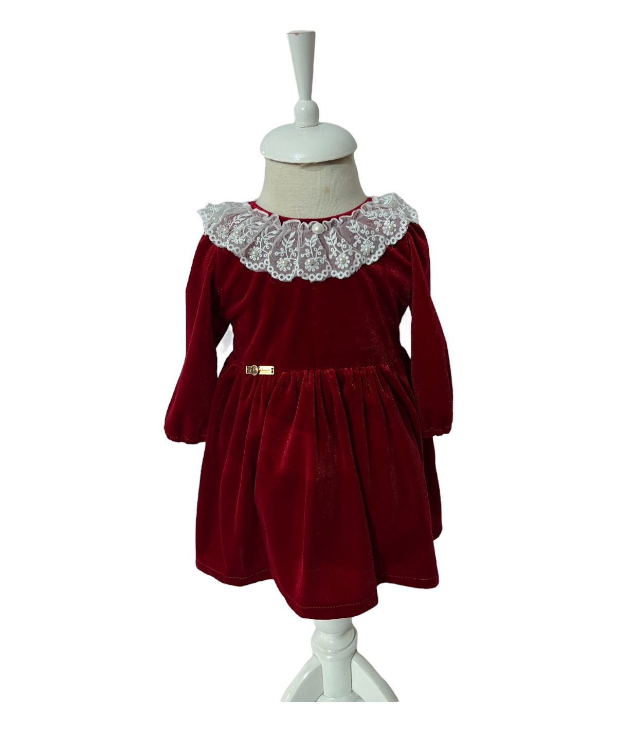 Set complet botez fetita Mara - rosu cu palton Set complet botez fetita Mara - rosu cu palton