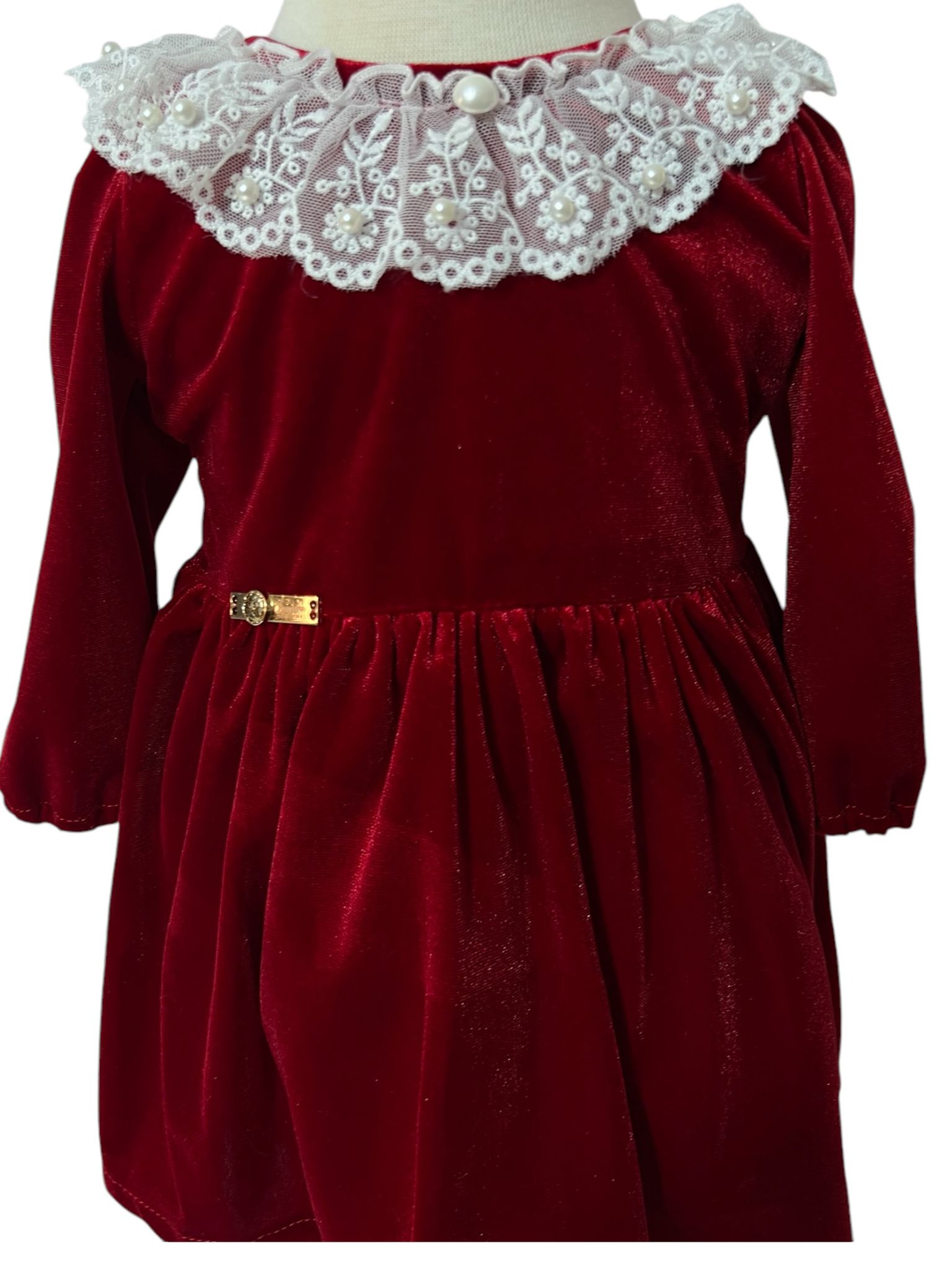 Set complet botez fetita Mara - rosu cu palton Set complet botez fetita Mara - rosu cu palton