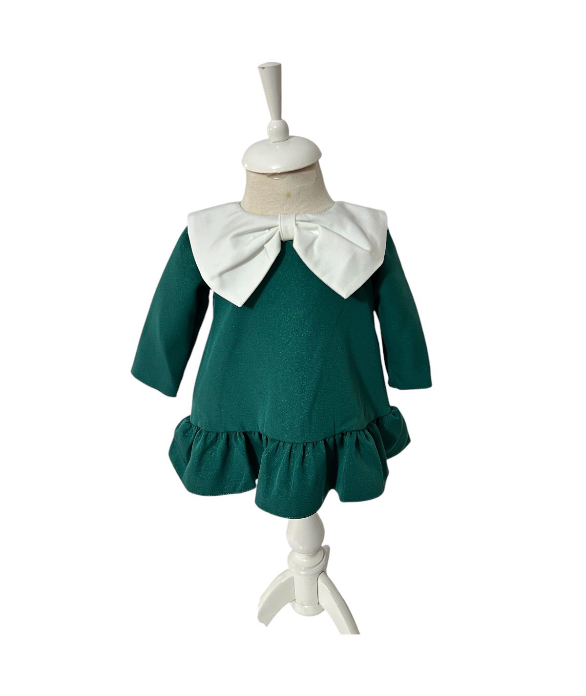 Set complet botez fetita Olivia-verde cu palton Set complet botez fetita Olivia-verde cu palton
