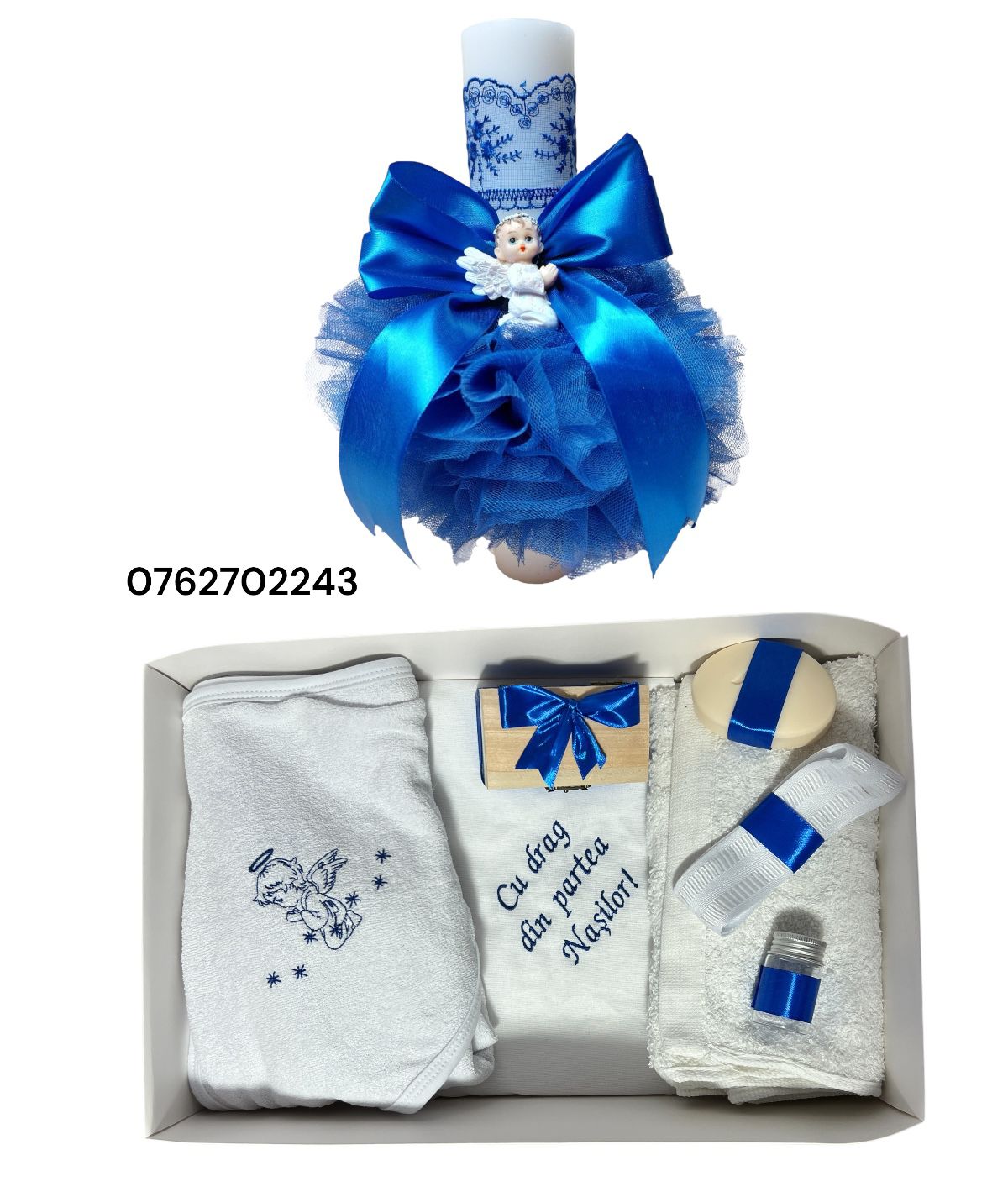 Set botez Print - albastru electric( trusou brodat) Set botez Print - albastru electric( trusou brodat)