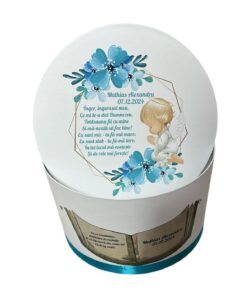 Cufar botez personalizat - turcoaz