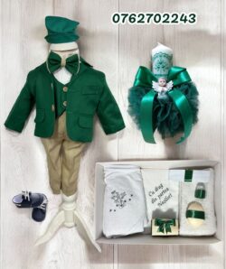 Set botez Ianis - verde cu tematica ingeras