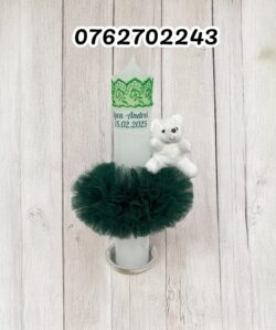 Lumanare botez cu ursulet- verde