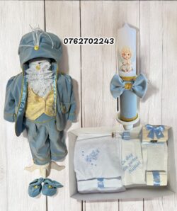 Set botez Royal -blue regal si lumanare cu catifea