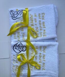 Set prosoape Nasi de botez, personalizate prin broderie
