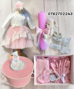 Set complet botez fetita Maya roz si cufar