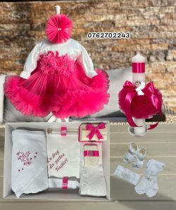 Set complet botez fetita Evelyn - fucsia