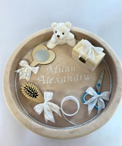 Set tavita pentru taiere mot/turta - catifea - crem- PRECOMANDA!