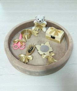 Set tavita pentru taiere mot/turta - catifea - crem