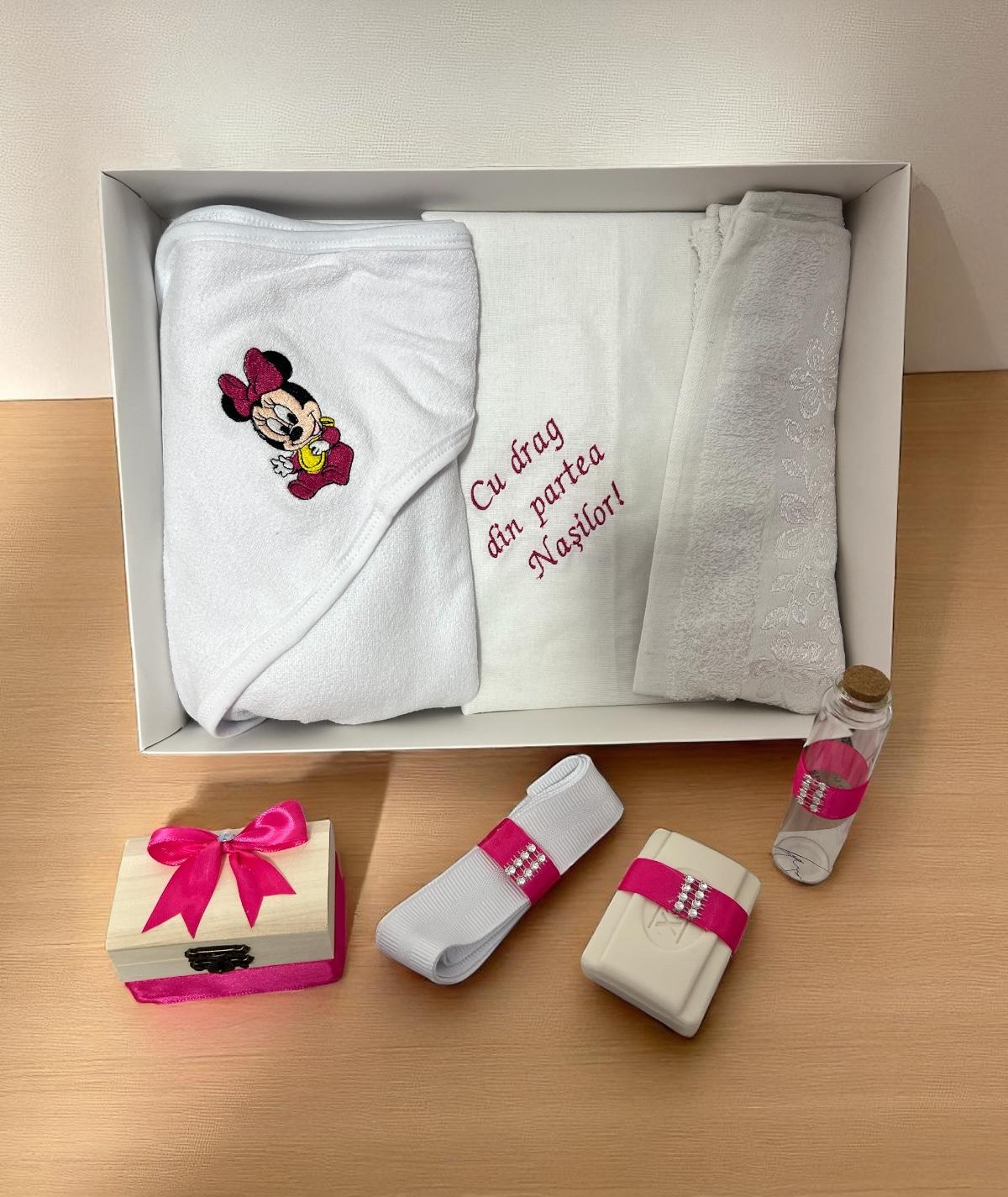 Trusou pentru botez Minnie Mouse siclam