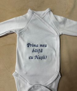 Bady Prima baita cu nasii brodat pe albastru din bumbac