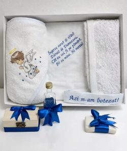 Trusou botez brodat Angel Luxury - albastru electric