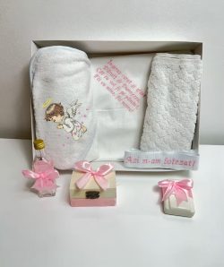 Trusou botez brodat Angel Luxury - roz