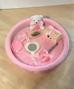 Set tavita pentru taiere mot/turta - catifea - roz