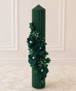 Lumanare striata luxury - verde
