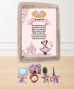 Set tavita buretata catifea pentru taiere mot/turta - Minnie -pudra