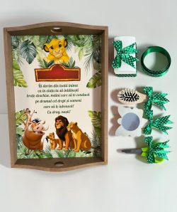 Set tavita pentru taiere mot/turta - Regele leu -verde buline
