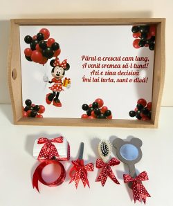 Set tavita pentru taiere mot/turta - Minnie -rosu buline