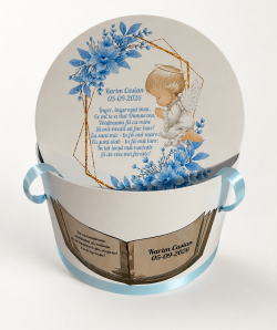 Cufar botez personalizat - blue cu ingeras ( se realizeaza pe orice culoare)