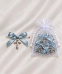 Cruciulite botez cu funda blue, set 20 BUC si bolduri , CB3
