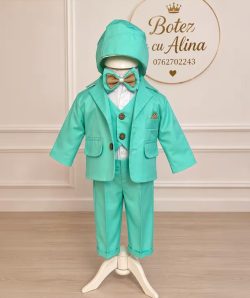 Costum botez baiat Liam - verde menta